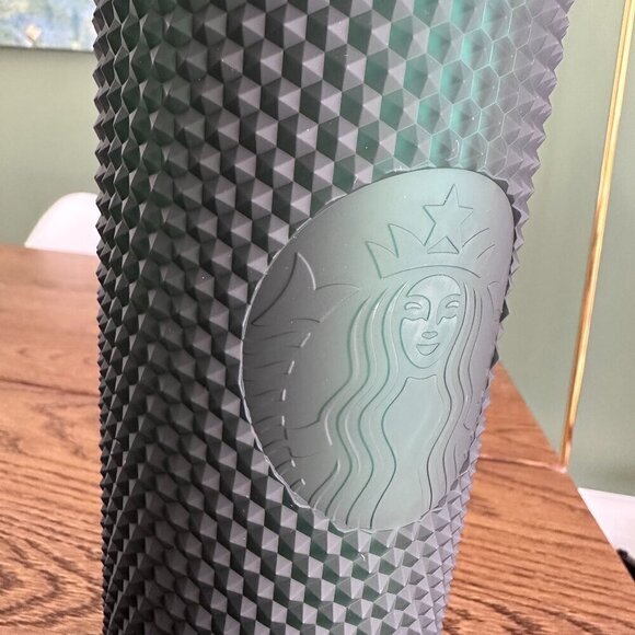 NEW! Starbucks Cold Cup Tumblers Matte Forest Green Diamond Studded 24OZ - Picture 2 of 5